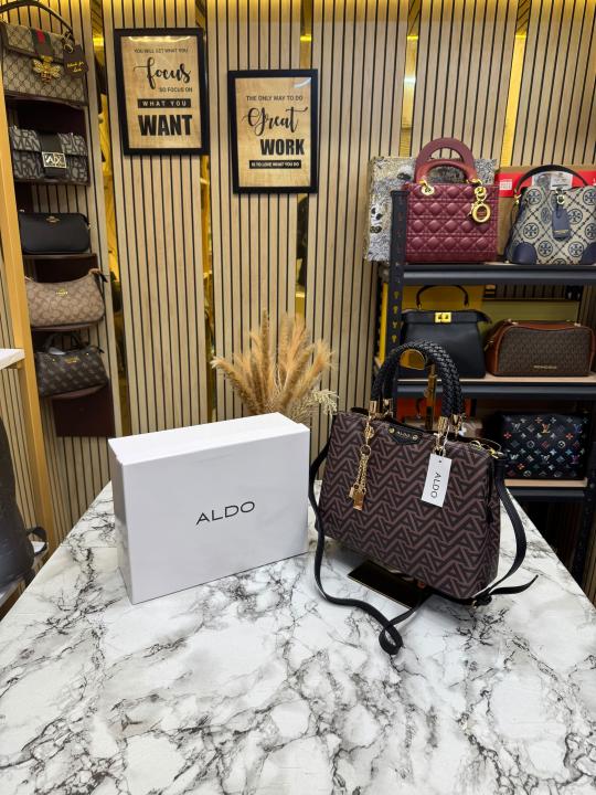 ALD Eile Brown Geometrical Monogram Handbag With Box (7703)