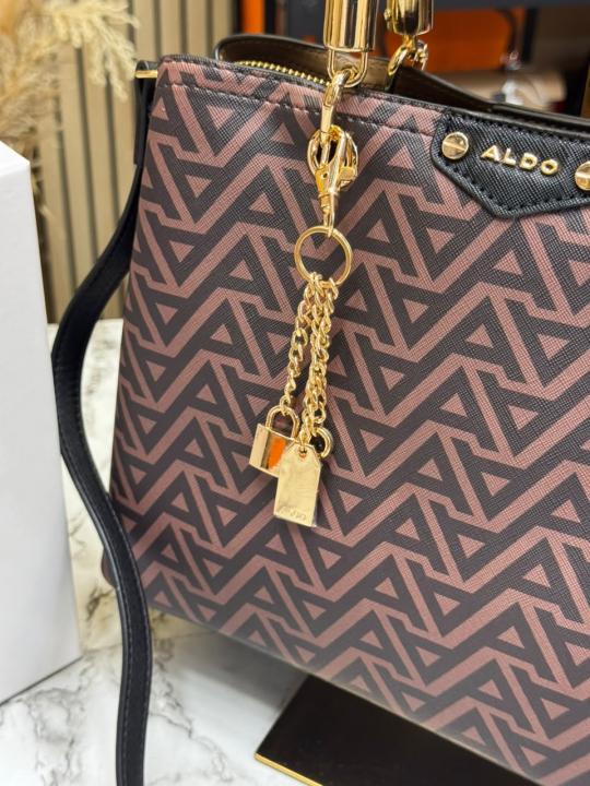 ALD Eile Brown Geometrical Monogram Handbag With Box (7703)