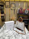 ALD Eile White Geometrical Monogram Handbag With Box (7703)