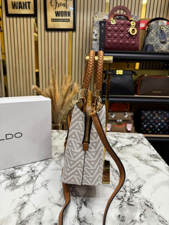 ALD Eile White Geometrical Monogram Handbag With Box (7703)