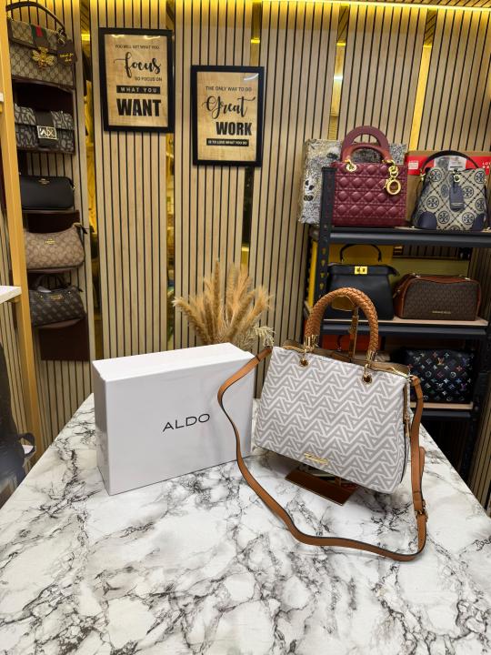 ALD Eile White Geometrical Monogram Handbag With Box (7703)