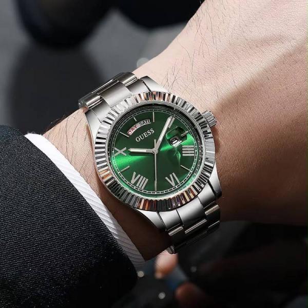 Gues s Day Date Men Silver Green