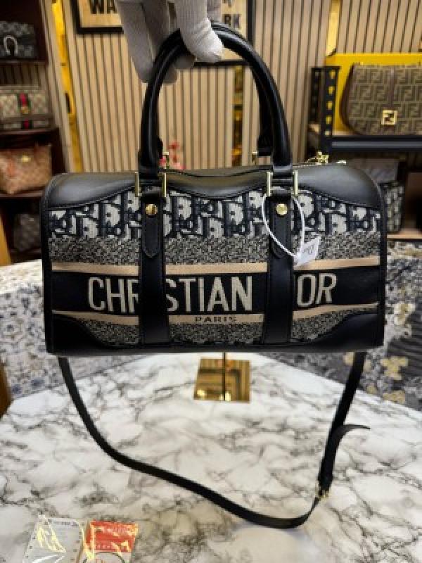 Dioor Oblique Canvas_Boston_Bag_With_Box_And_DustBag_Including_CarryBag_(Black)