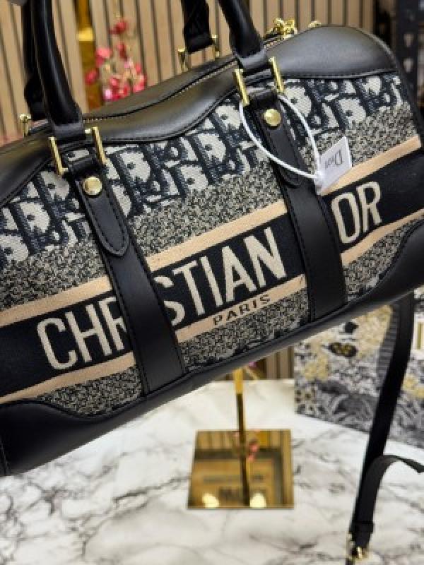 Dioor Oblique Canvas_Boston_Bag_With_Box_And_DustBag_Including_CarryBag_(Black)