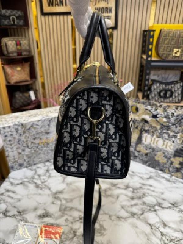 Dioor Oblique Canvas_Boston_Bag_With_Box_And_DustBag_Including_CarryBag_(Black)