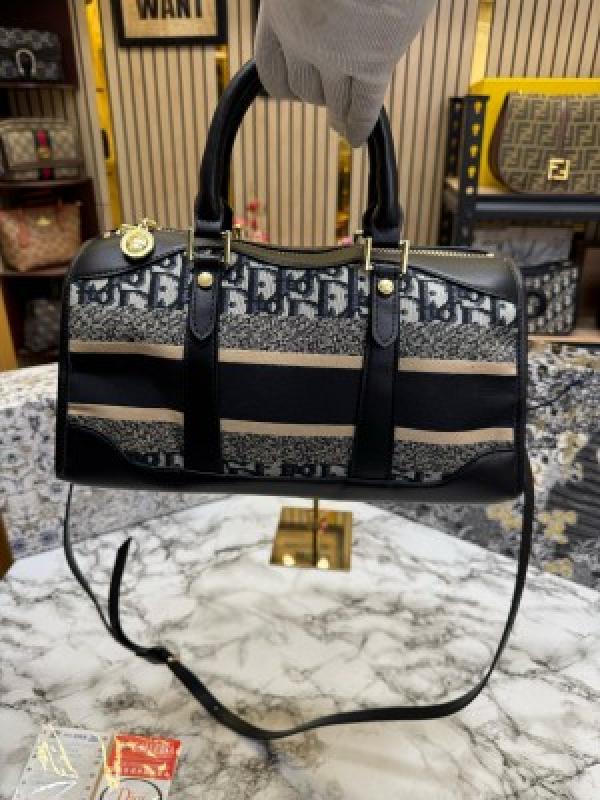 Dioor Oblique Canvas_Boston_Bag_With_Box_And_DustBag_Including_CarryBag_(Black)