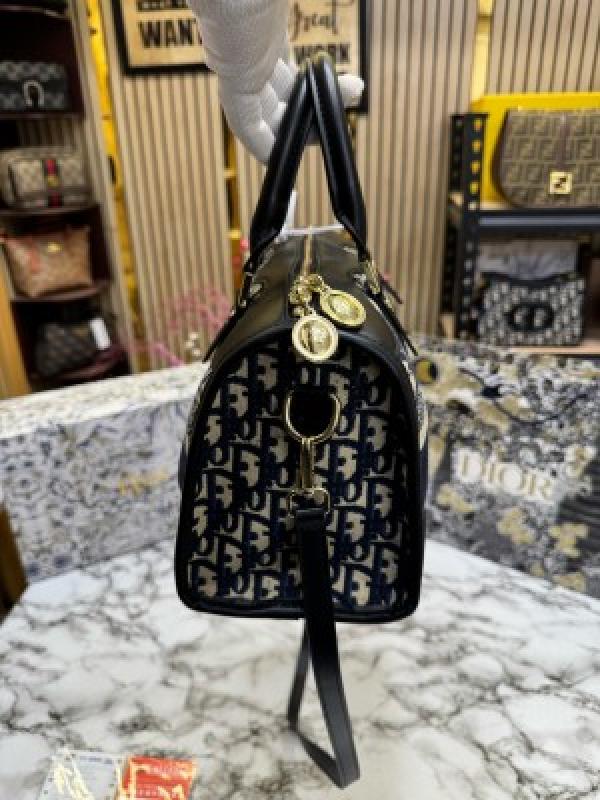 Dioor Oblique Canvas_Boston_Bag_With_Box_And_DustBag_Including_CarryBag_(Blue)