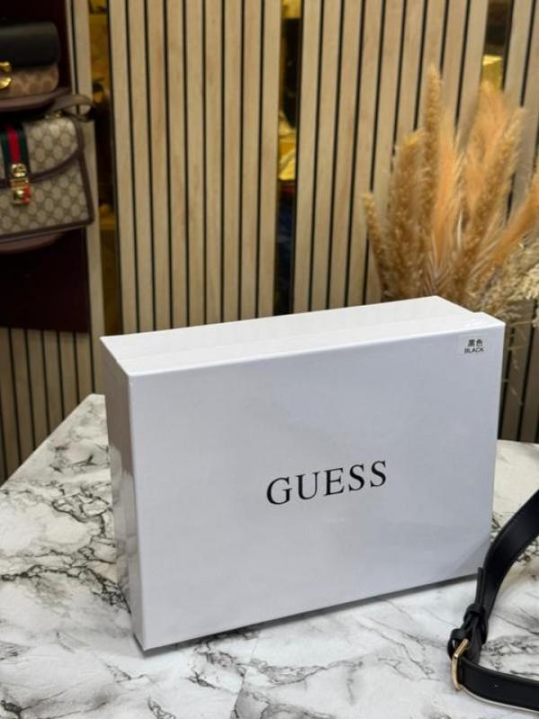 Guess Signature Monogram Baguette Shoulder Bag With Box And Dust Bag (Grey)