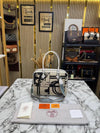 Hermees Equestrian Print Canvas Top Handle Crossbody Bag (White)