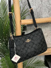 Coac Penelope Shoulder Bag in Signature Canvas With Magnetic Box And Dust Bag (Black-8386)
