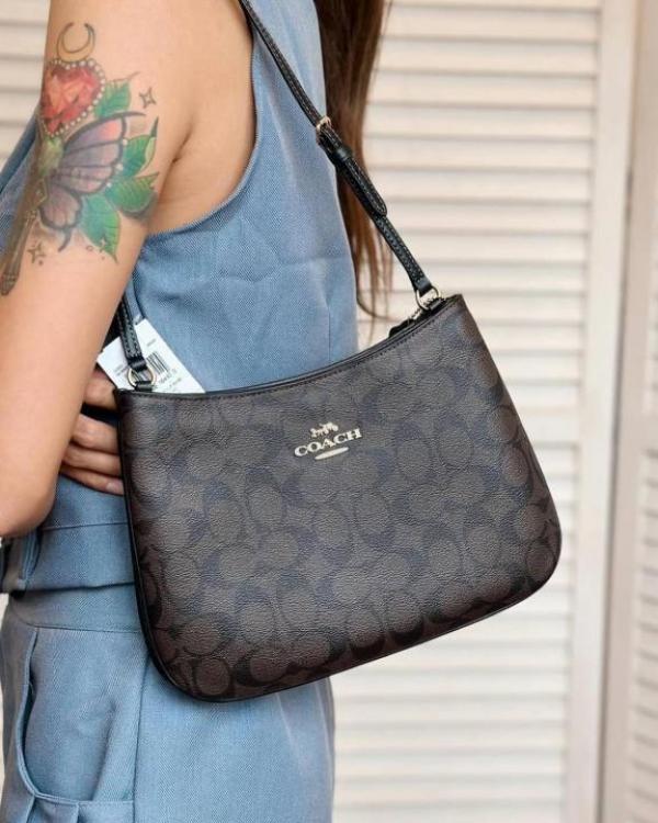 Coac Penelope Shoulder Bag in Signature Canvas With Magnetic Box And Dust Bag (Coffee 8386)