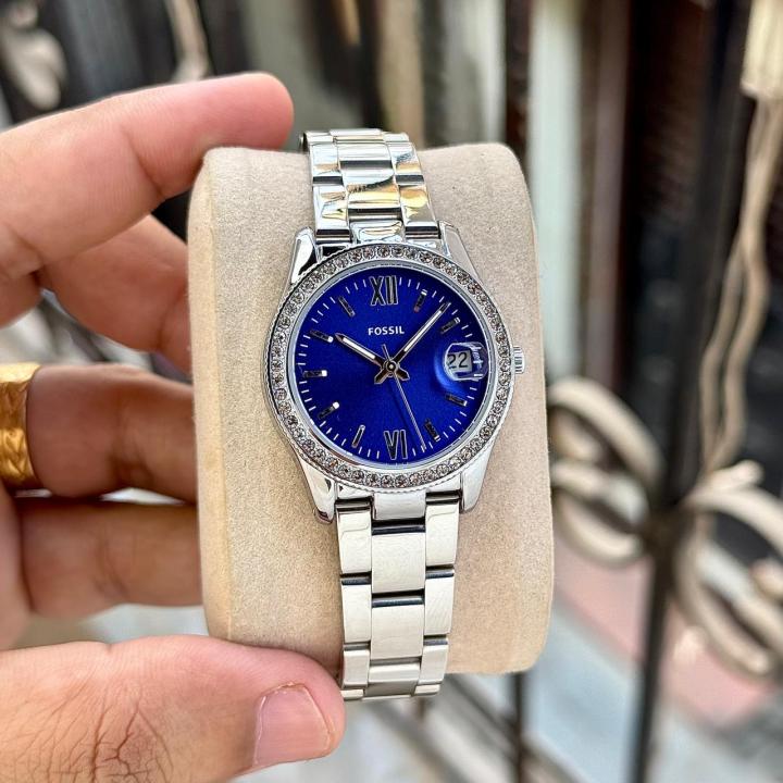 Fossiil Scarlette Micro Womens Silver Blue Dial