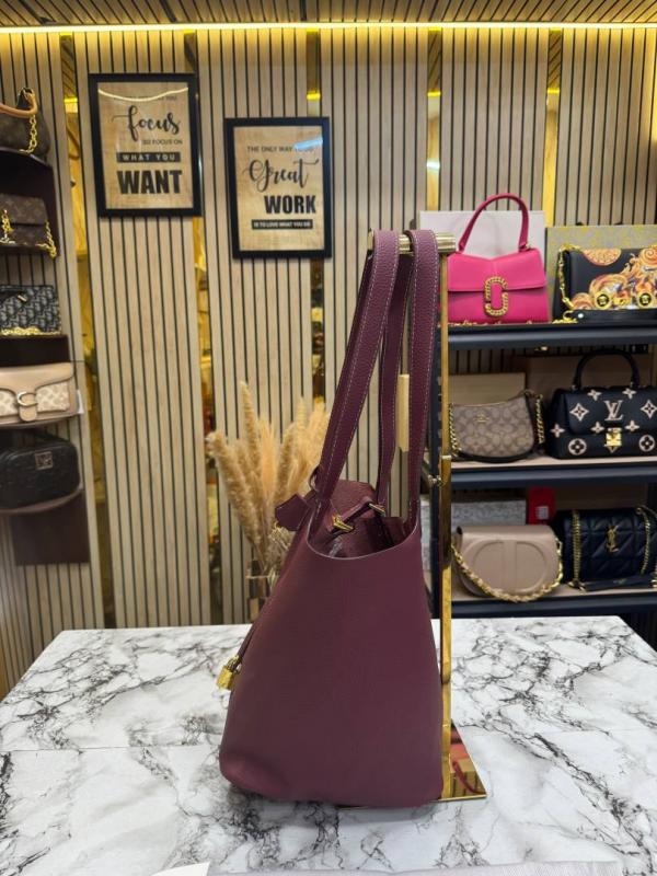 Hermees Picotin Lock Style Leather Tote Bag With Dust Bag (Wine)