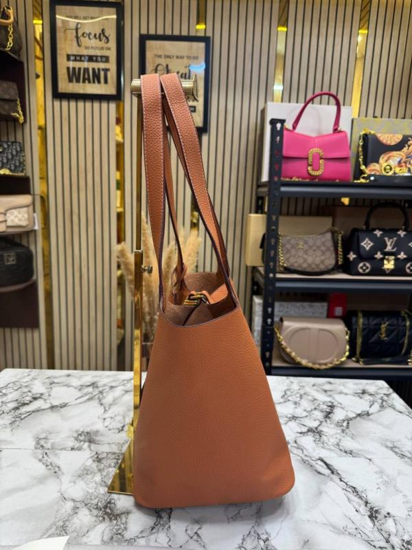 Hermees Picotin Lock Style Leather Tote Bag With Dust Bag (Brown)