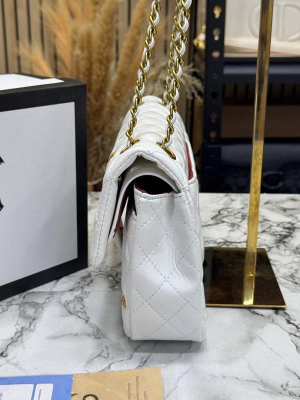 Chaneel Quilted Rue Classic Flap Bag With Box And Dust Bag (1112-White)