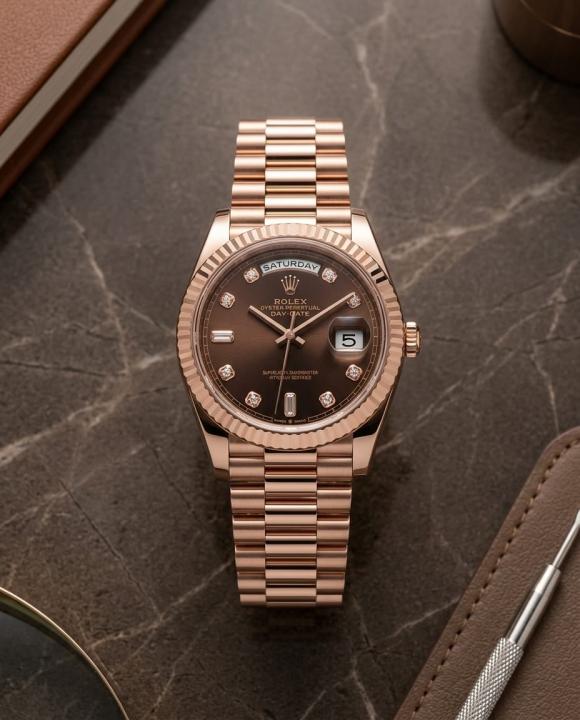 Rolee_x Oyster Perpetual Day Date Diamond Cooper Brown 40 Battery