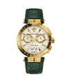 Versace Aion Chronograph Gold-Tone Green Leather Belt