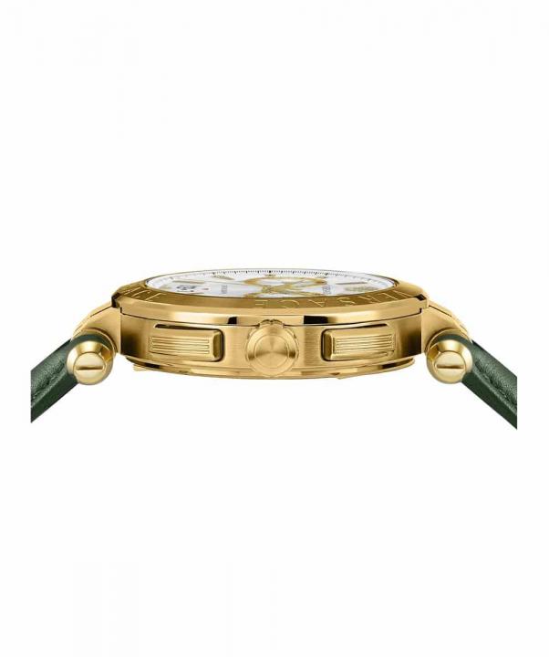 Versace Aion Chronograph Gold-Tone Green Leather Belt