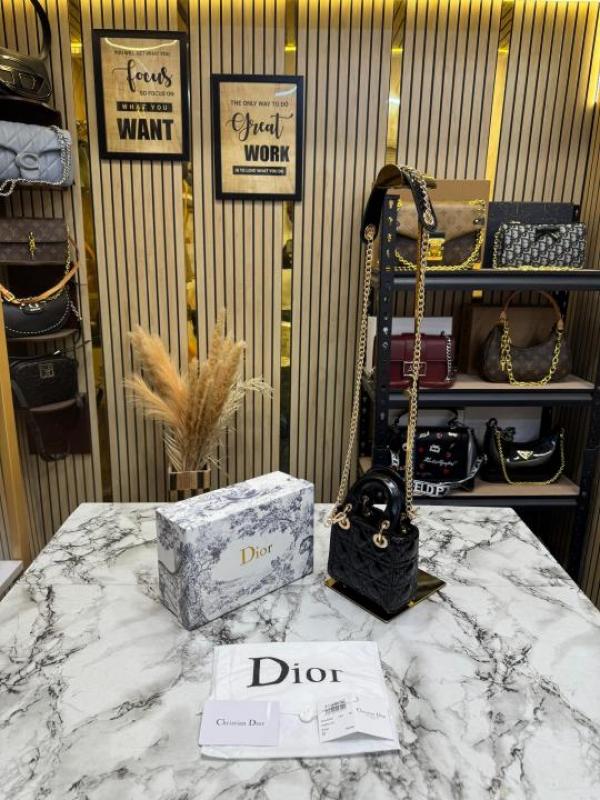 Christian Dio Lady Mini Quilted Cannage With Box And Dust Bag (Black 2811)