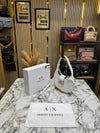 Arma Exchange AX Crescent Moon Shoulder Bag With Box And Dust Bag (White 2346)
