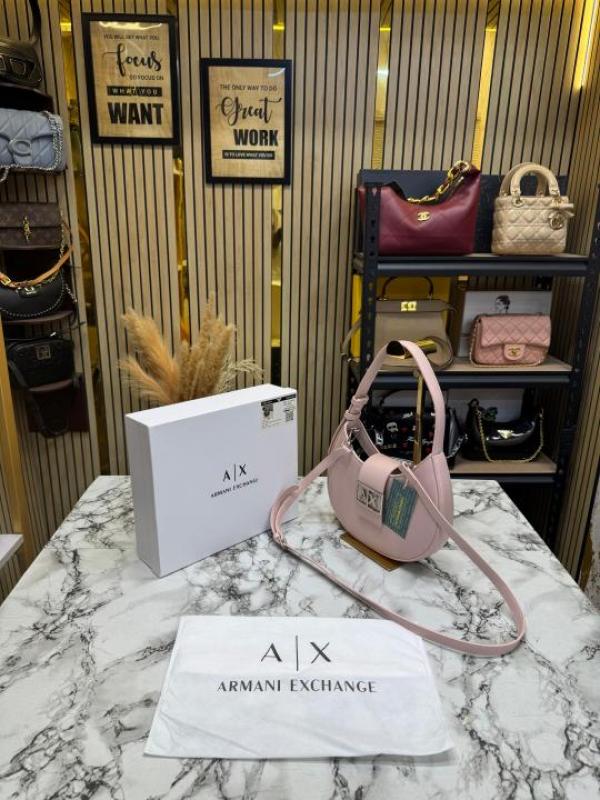Arma Exchange AX Crescent Moon Shoulder Bag With Box And Dust Bag (Pink-2346)