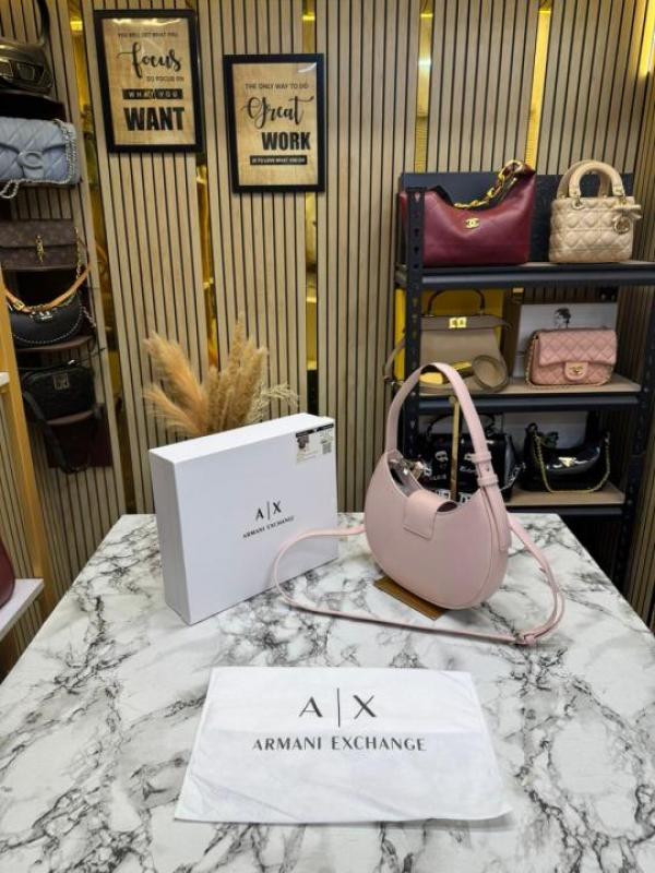 Arma Exchange AX Crescent Moon Shoulder Bag With Box And Dust Bag (Pink-2346)