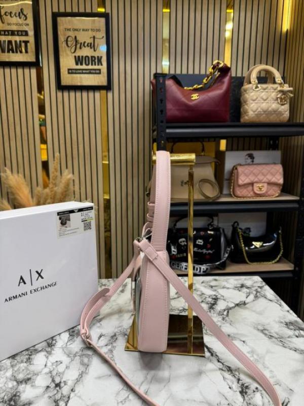 Arma Exchange AX Crescent Moon Shoulder Bag With Box And Dust Bag (Pink-2346)