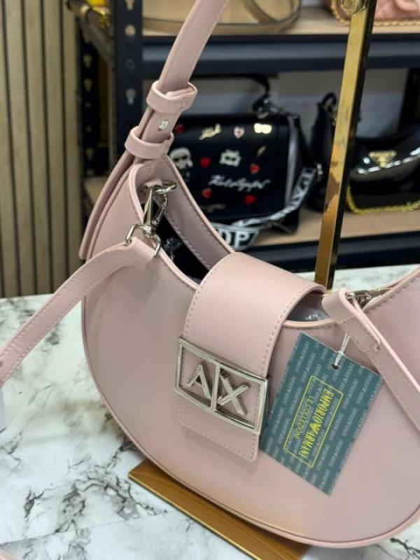 Arma Exchange AX Crescent Moon Shoulder Bag With Box And Dust Bag (Pink-2346)