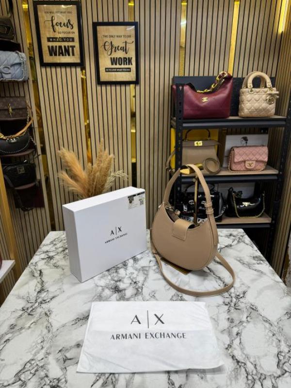 Arma Exchange AX Crescent Moon Shoulder Bag With Box And Dust Ba ricot 2346)