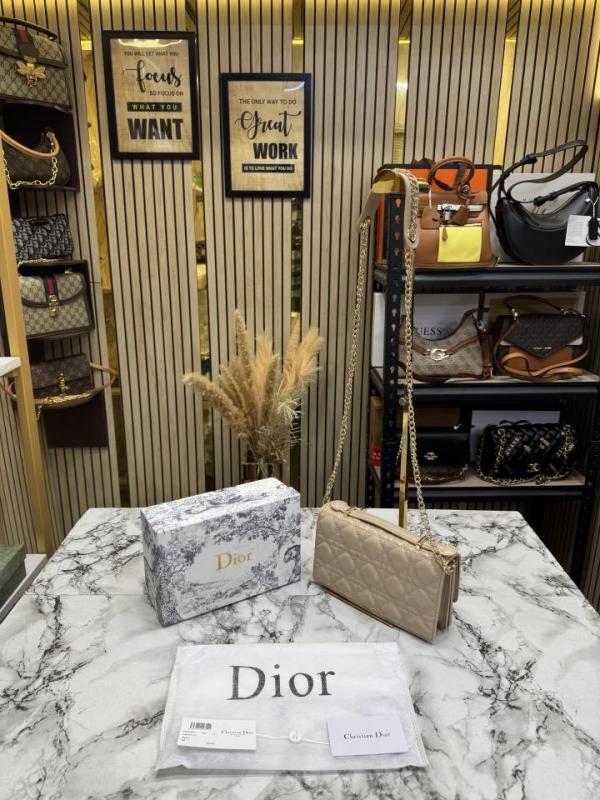 Dioxr Lady D Joy Style Cannage Lambskin Leather Chain Shoulder Ba ricot) (2804)