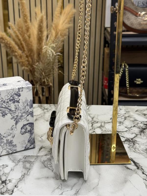Dioxr Lady D-Joy Style Cannage Lambskin Leather Chain Shoulder Bag (white) (2804)