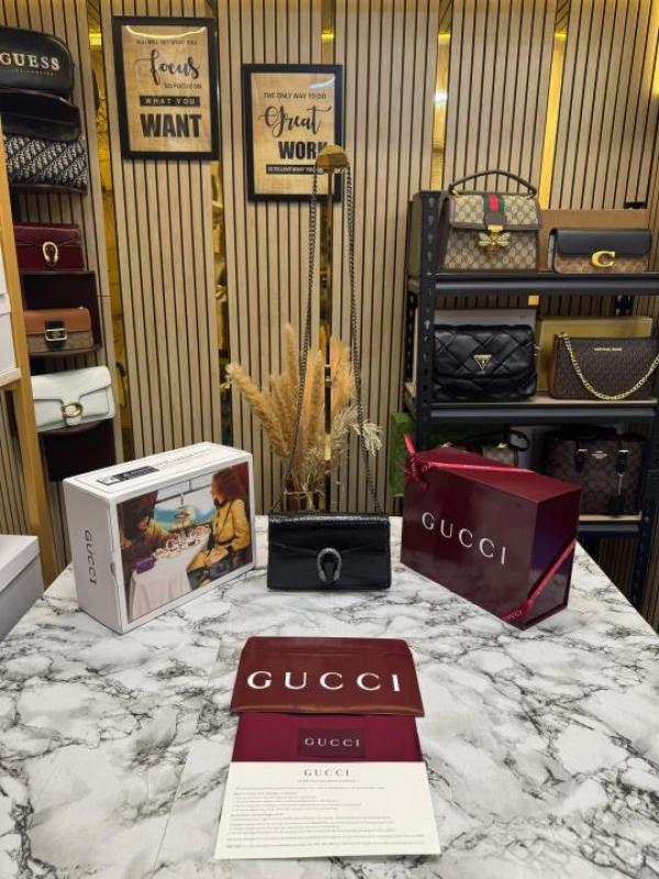 Gucc Dionysus Flap Mini Shoulder Bag With Double Og Box And Dust Bag (Black)