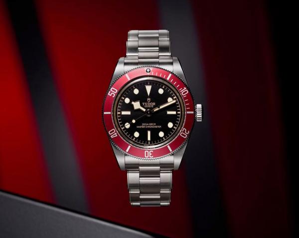 Tudor Black Bay Automatic Burgundy Red Bezel And a Black Gilt Dial
