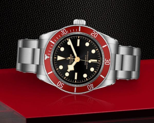 Tudor Black Bay Automatic Burgundy Red Bezel And a Black Gilt Dial