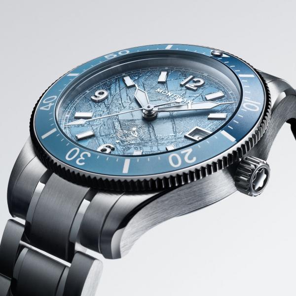 Montblanc Iced Sea Automatic Date 0 Oxygen Light Blue Glacier