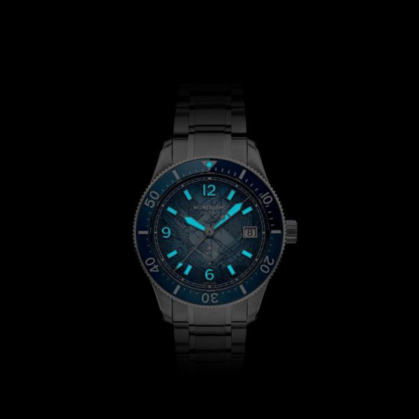 Montblanc Iced Sea Automatic Date 0 Oxygen Light Blue Glacier