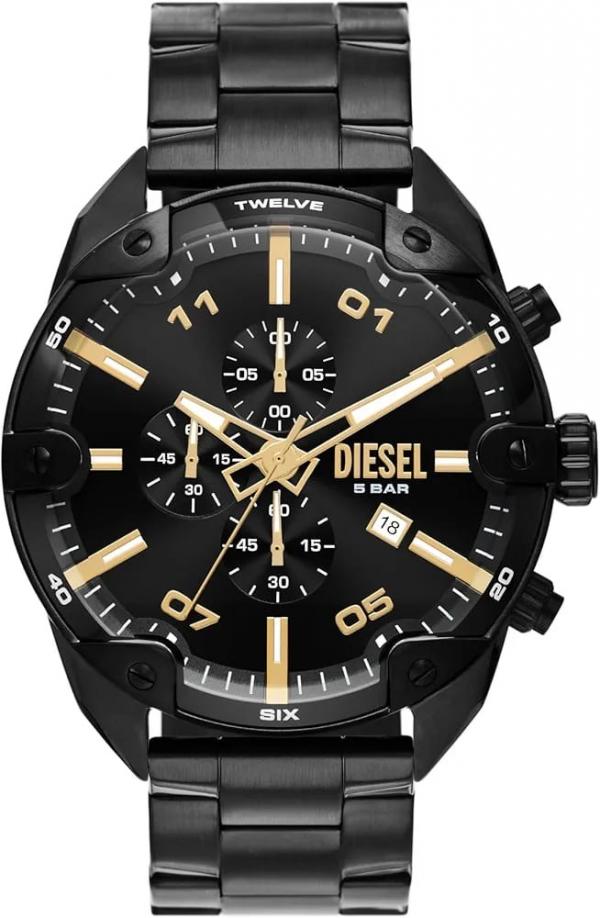 Dieseal Spiked Chronograph Black-Tone Black Sunray Dial
