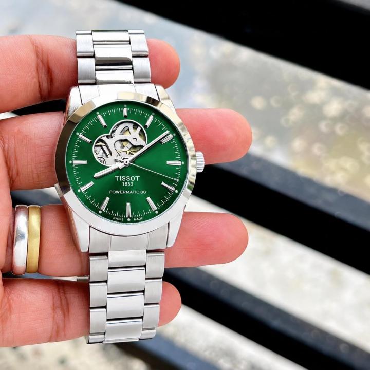 Tissoot Gentleman Powermatic 80 Open Heart Striking Green Dial