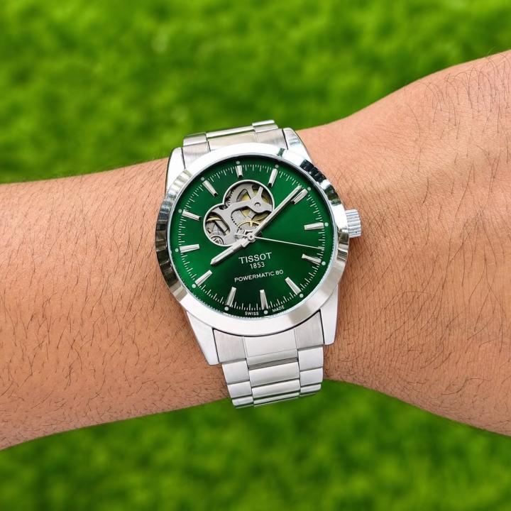 Tissoot Gentleman Powermatic 80 Open Heart Striking Green Dial