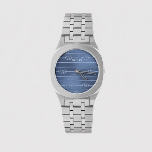 Gucci 25H 30mm Silver Blue