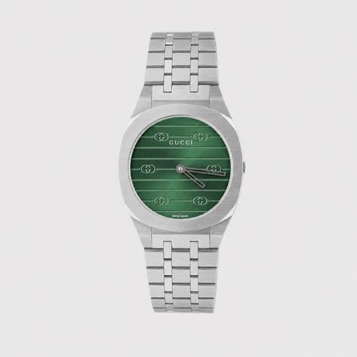 Gucci 25H 30mm Silver Green