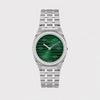 Gucci 25H 30mm Silver Green Diamond Bezel