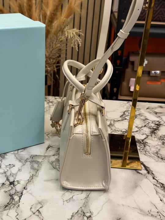 Charle & Keith Structured Top Handle Shoulder Bag With Box And Dust Bag (White)