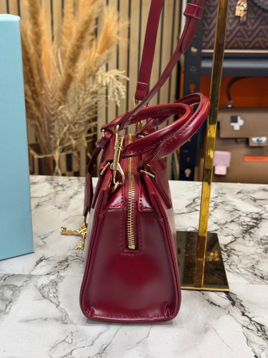 Charle & Keith Structured Top Handle Shoulder Bag With Box And Dust Bag (Maroon)