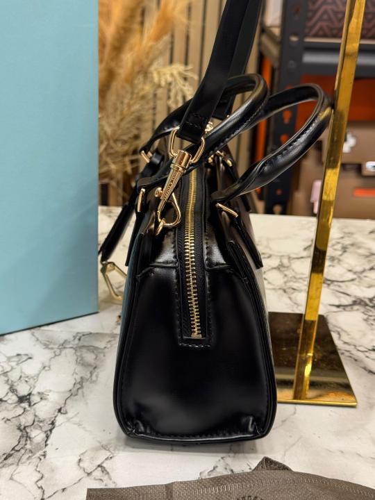 Charle & Keith Structured Top Handle Shoulder Bag With Box And Dust Bag (Black)