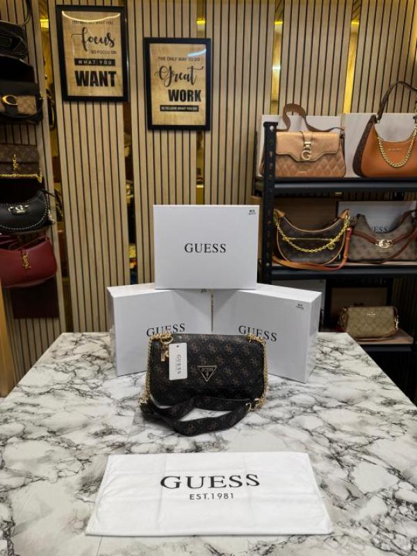 Guess Noelle Crossbody Camera Bag With Box And Dust Bag (Brown)