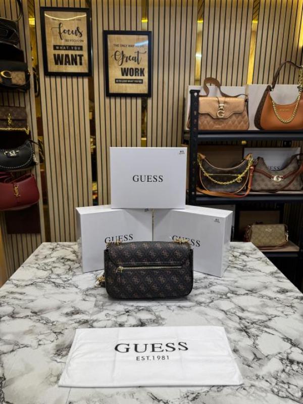 Guess Noelle Crossbody Camera Bag With Box And Dust Bag (Brown)