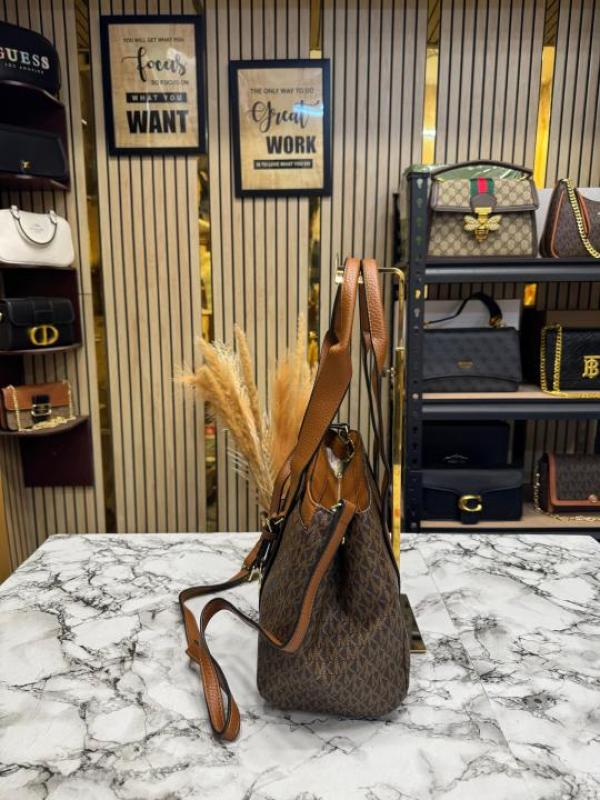 Michael Kor Romee Signature Logo Crossbody Bag With Dust Bag And Card (Brown)