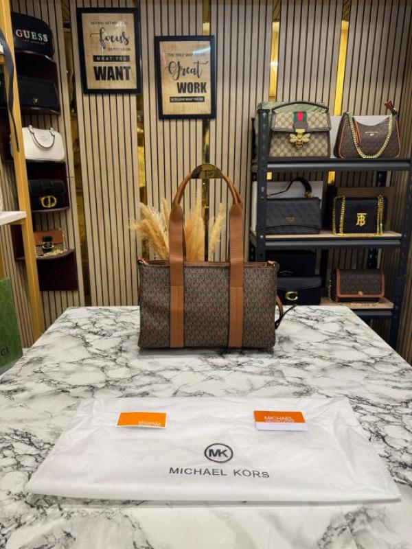 Michael Kor Romee Signature Logo Crossbody Bag With Dust Bag And Card (Brown)