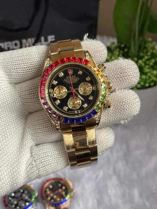 ROLEEX RAINBOW GOLD BLACK DIAL AT235